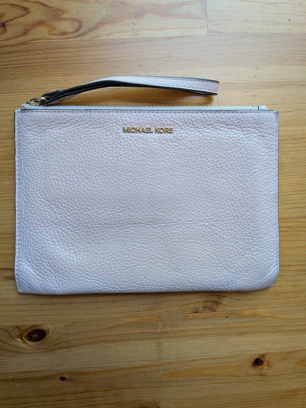 Michael Kors Pale Blush Pebbled Leather Wristlet Clutch